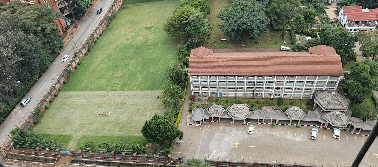 Aerial view of the campus grounds